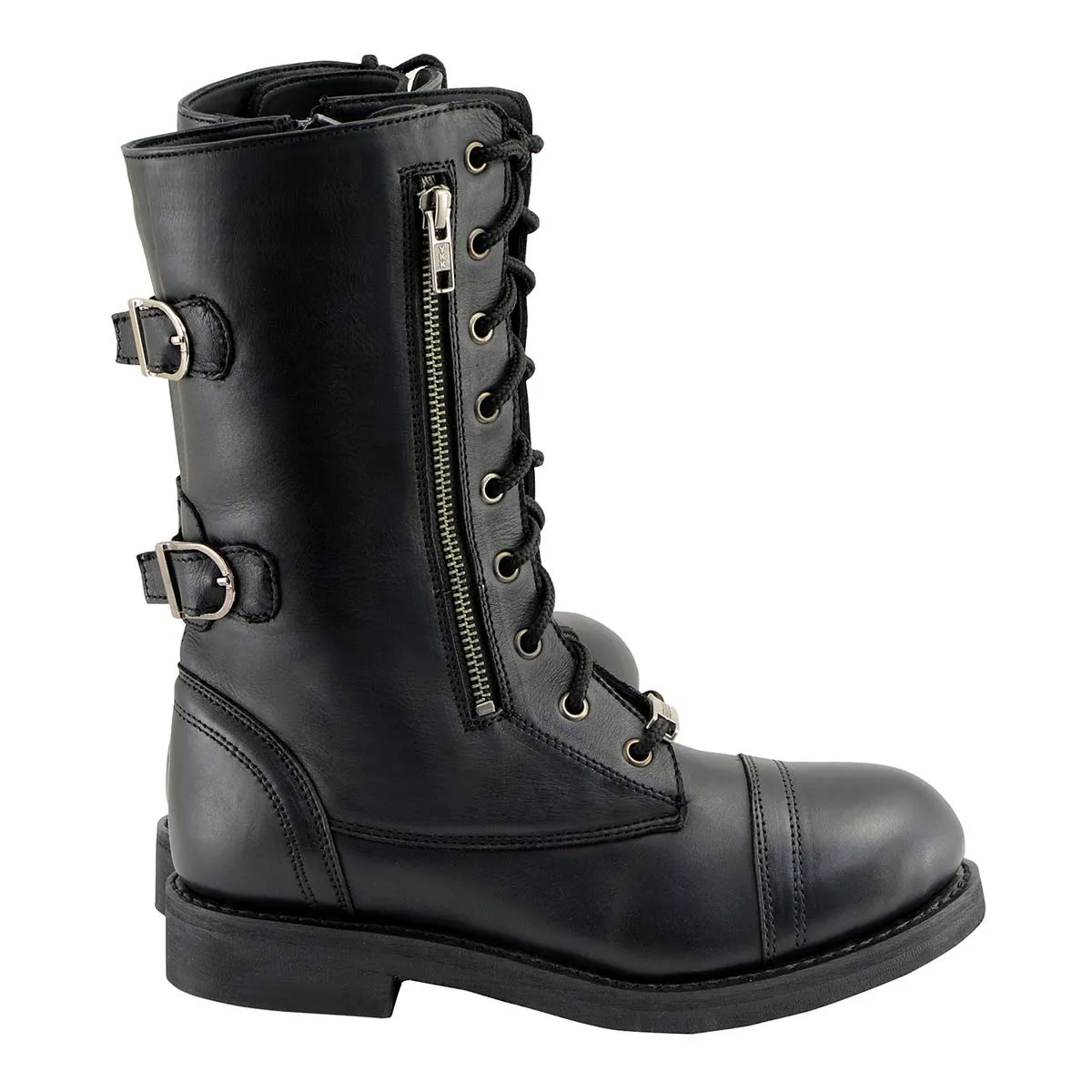 Milwaukee Leather Women's Graze Black Leather Lace-Up Motorcycle Boots