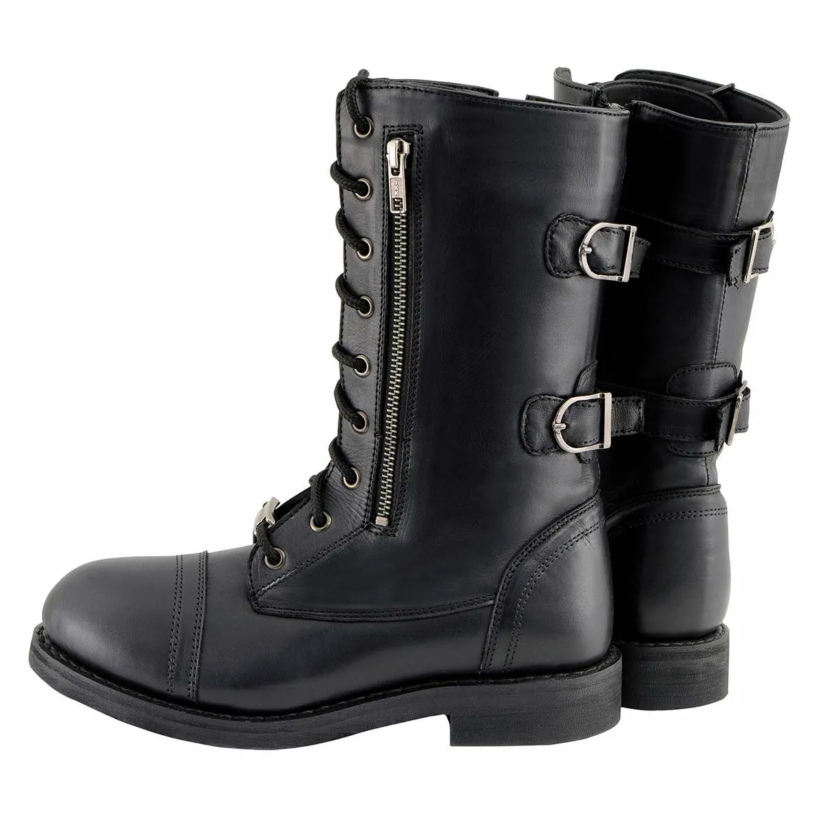 Milwaukee Leather Women's Graze Black Leather Lace-Up Motorcycle Boots