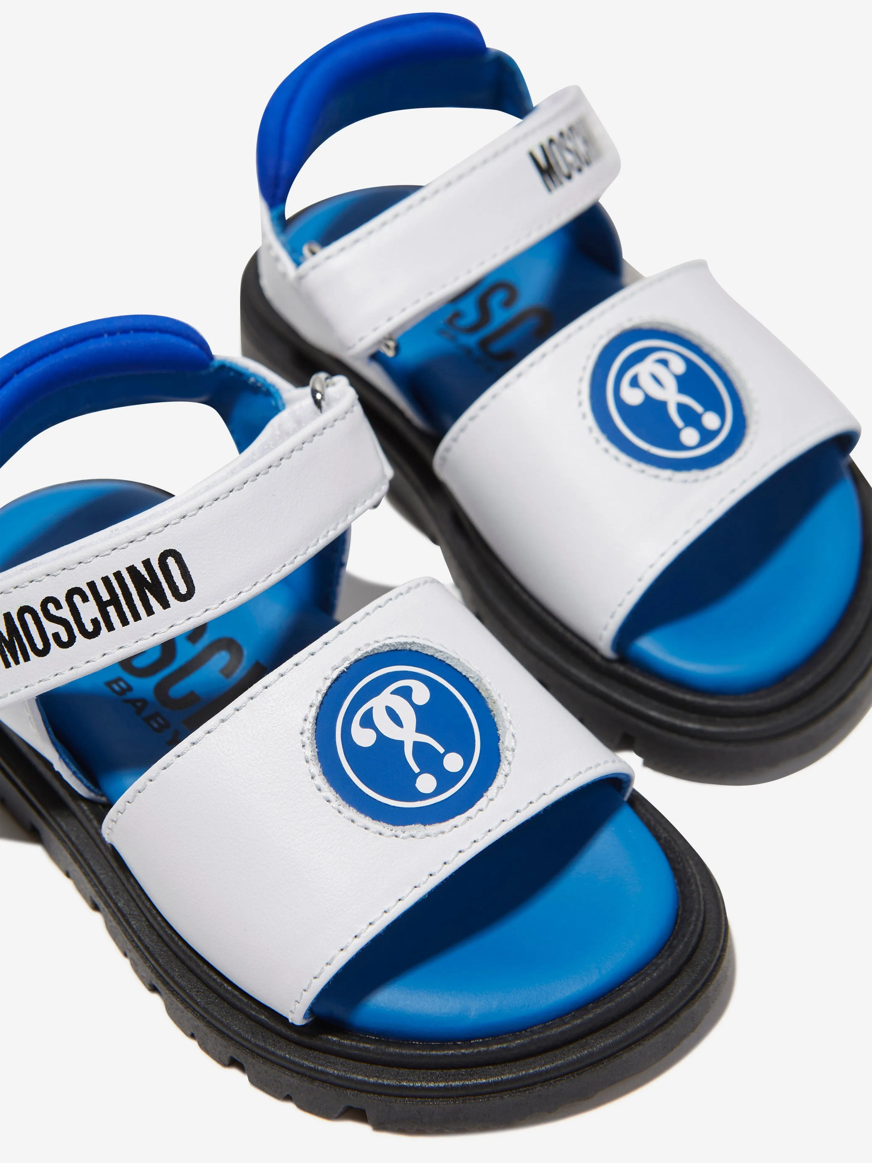 Moschino Boys Logo Sandals in White