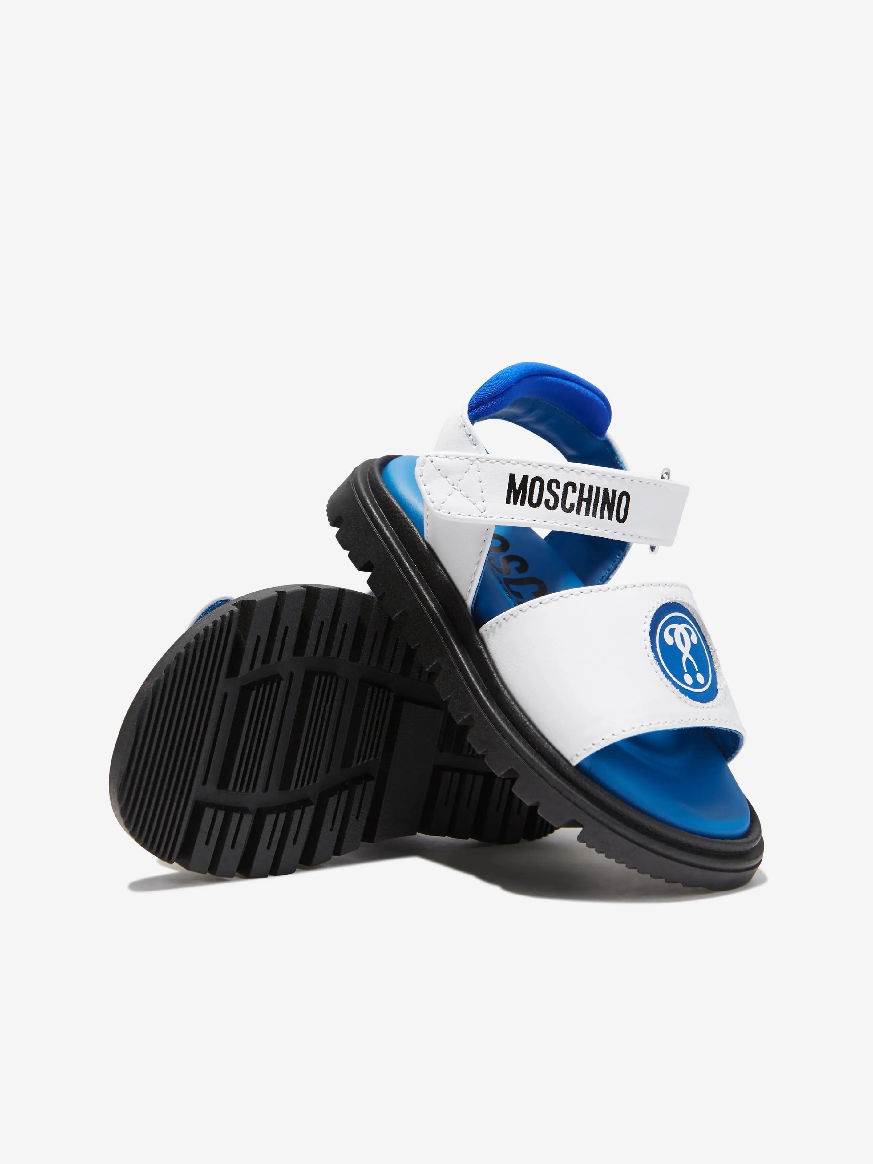 Moschino Boys Logo Sandals in White