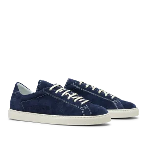 Navy Blue Suede Leather Racquet Sneakers