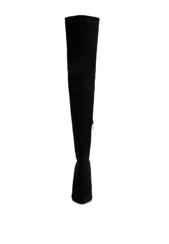 netts - Red Stretch Suede Micro High Knee Boots for women