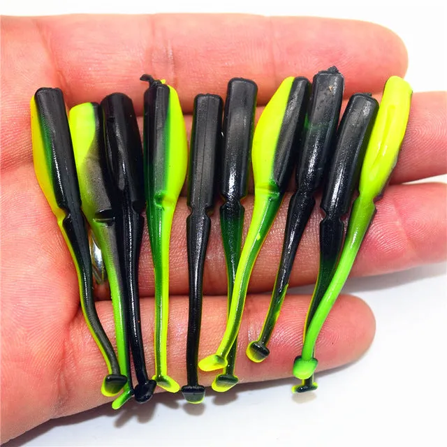 New 20 pcs/lot Soft Bait 60mm 1.2g Fishing Shad Soft Worm Swimbaits Jig Head Soft Lure Bass Fishing Bait Fishing Lures FA-253