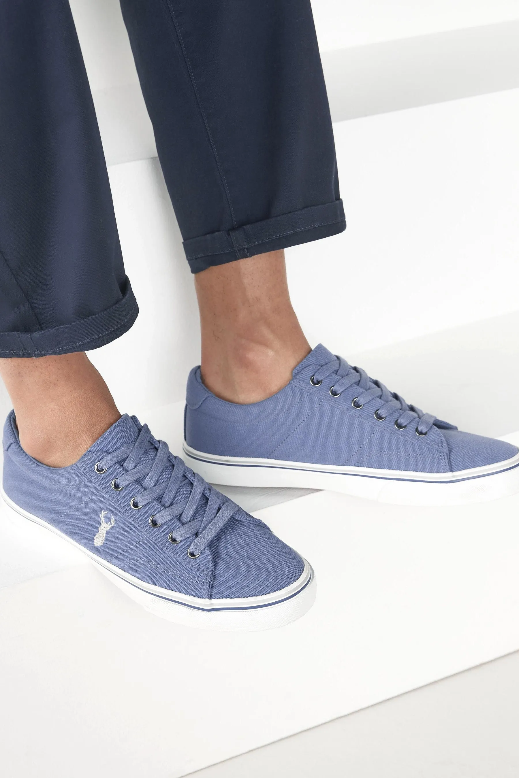 Next Blue Stag Canvas Mens Trainers