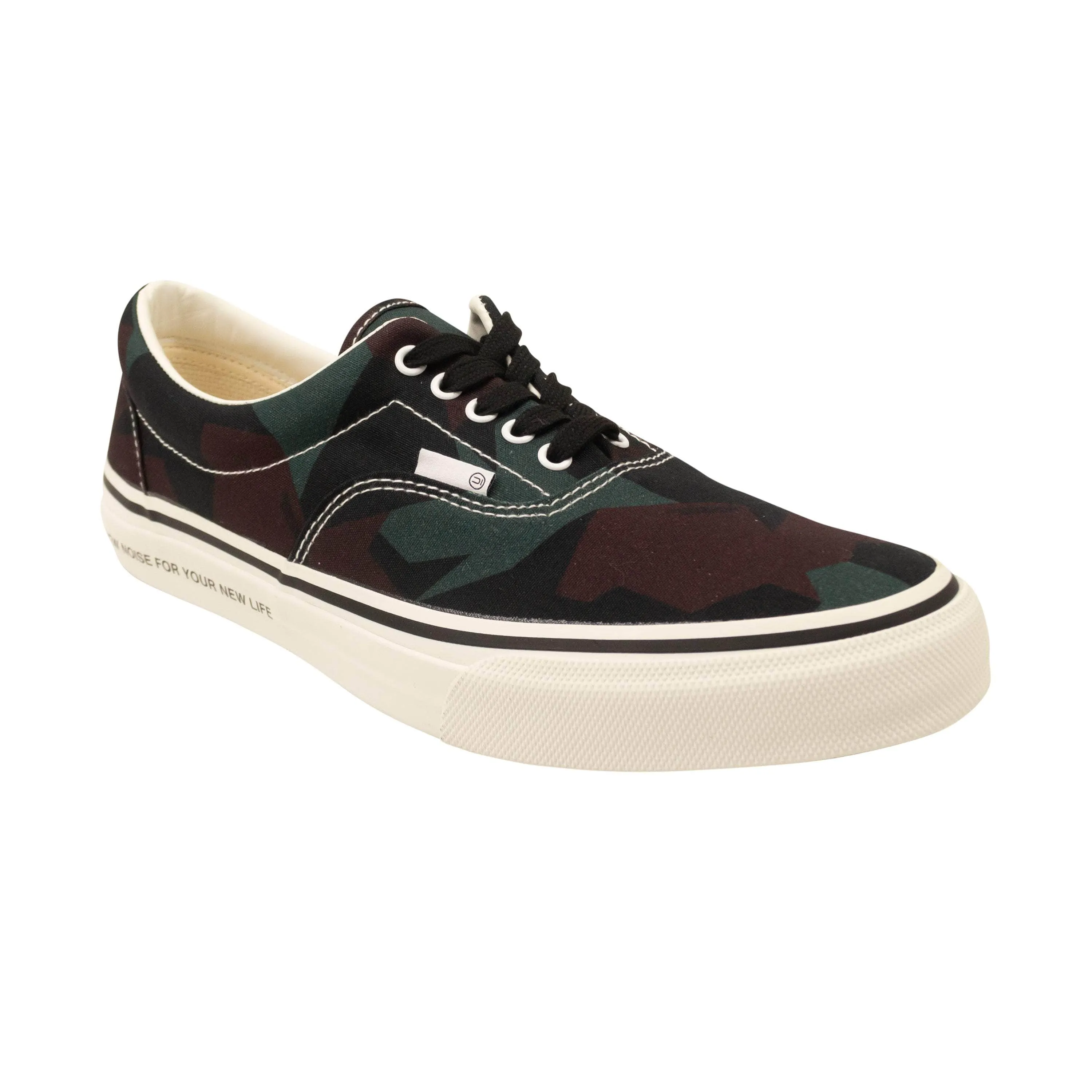 NIB UNDERCOVER Black Green & Burgundy Print Canvas Low Sneakers Size M