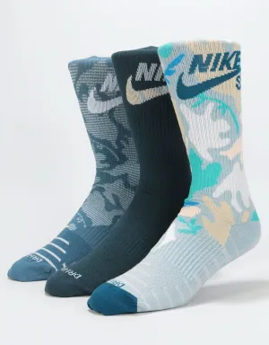 Nike SB Everett Max Lightweight Crew Socks 3 Pack - Multi