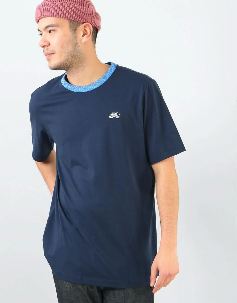 Nike SB Nordic Rib T-Shirt - Obsidian/Pacific Blue/White