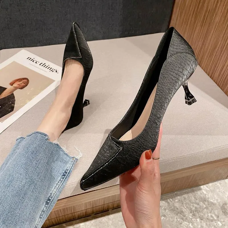 Nude Block Heels Mid-Heel Shoes Women's Shoes Chunky Heel Single-Layer Shoes Mary Jane Shoes