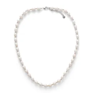 Pearl & Silver Bead Necklace 8mm