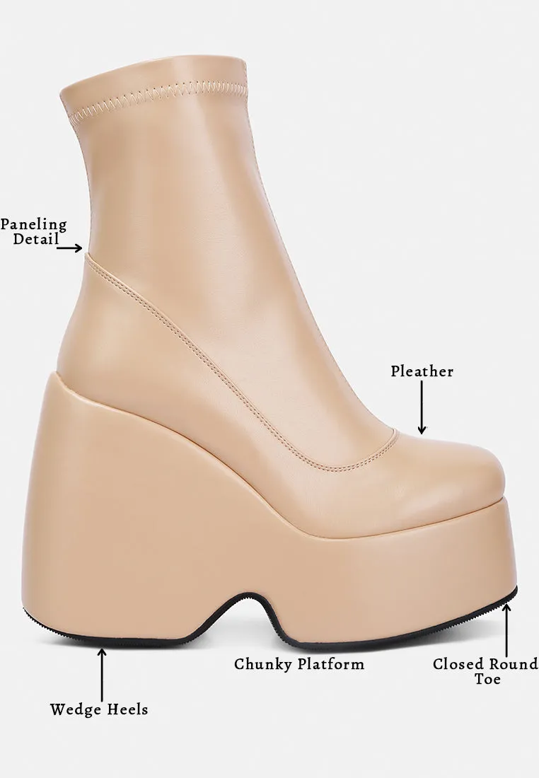 PURNELL Beige High Platform Ankle Boots