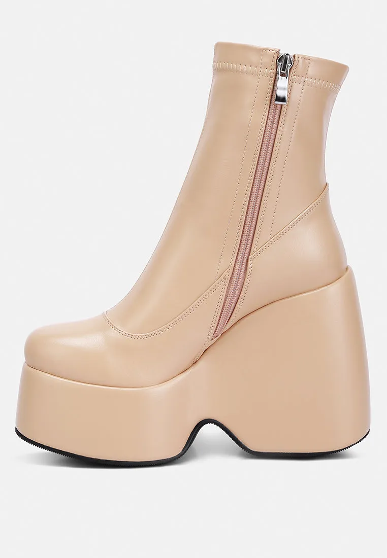 PURNELL Beige High Platform Ankle Boots