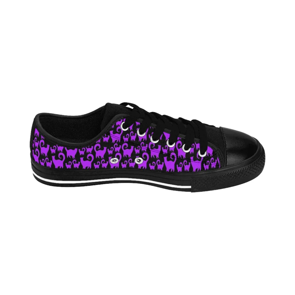 Purple Snobby Scatter Cats Women's Sneakers