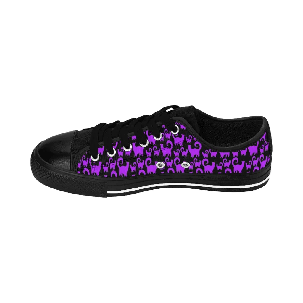 Purple Snobby Scatter Cats Women's Sneakers