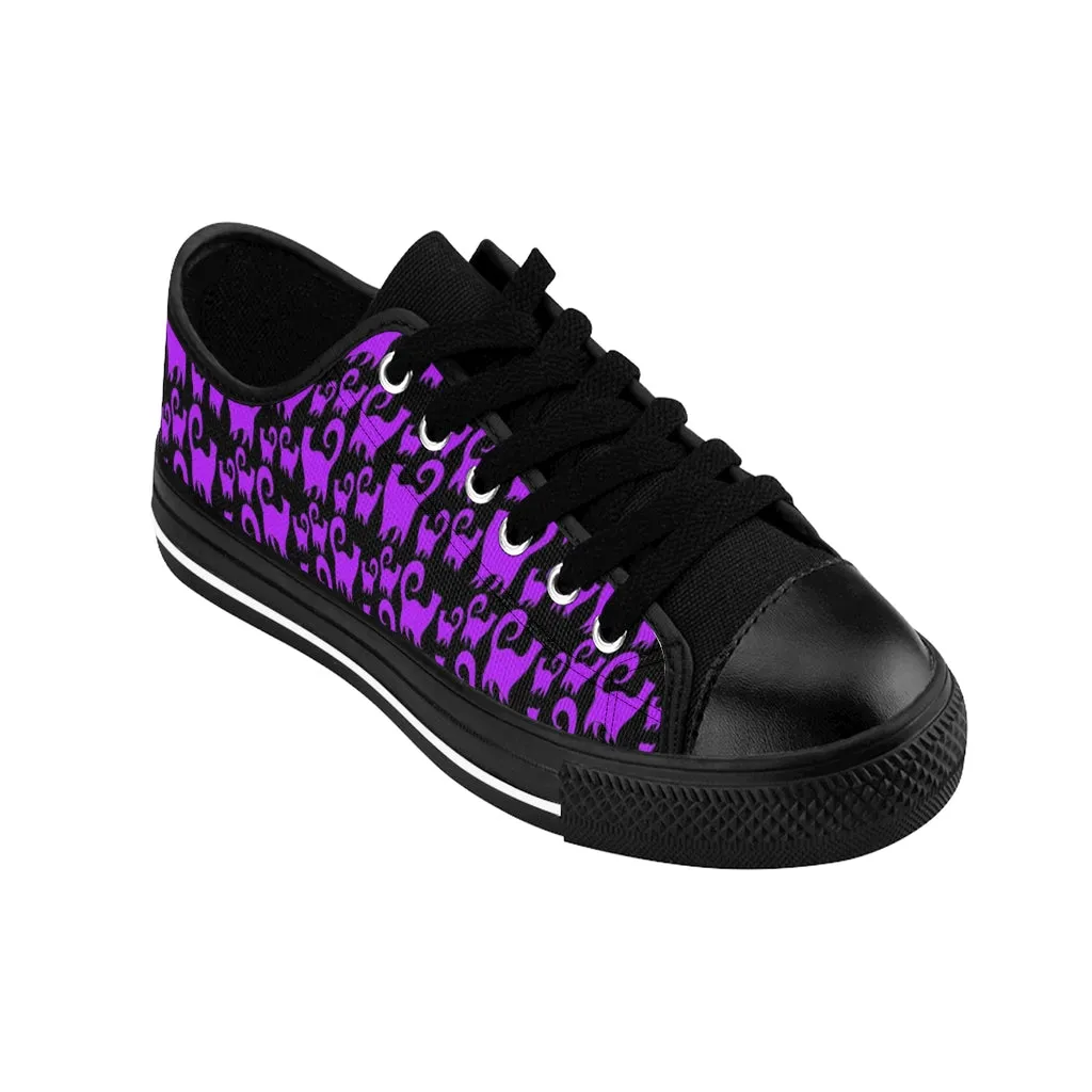 Purple Snobby Scatter Cats Women's Sneakers