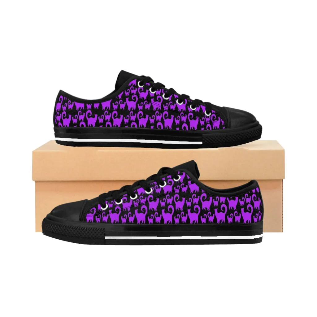 Purple Snobby Scatter Cats Women's Sneakers