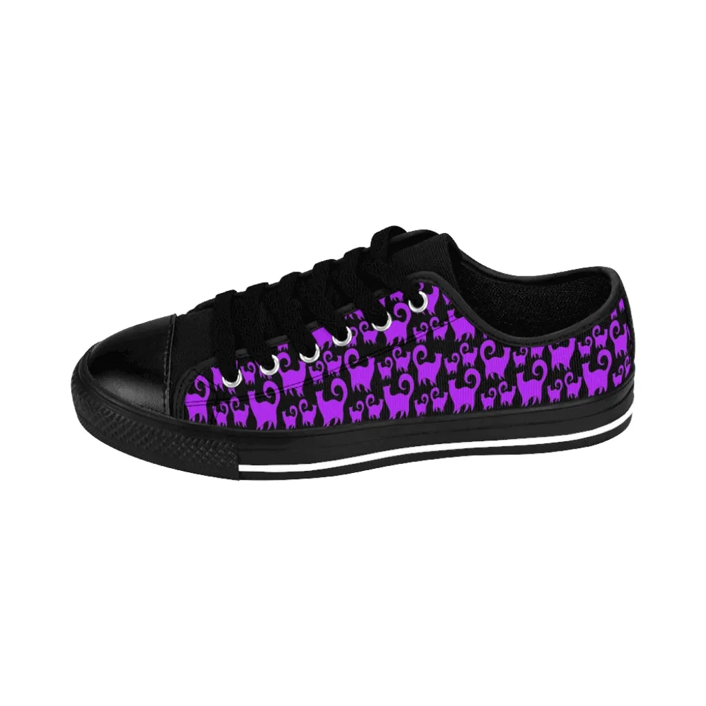 Purple Snobby Scatter Cats Women's Sneakers