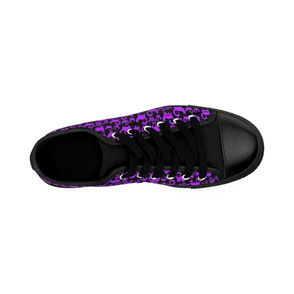 Purple Snobby Scatter Cats Women's Sneakers