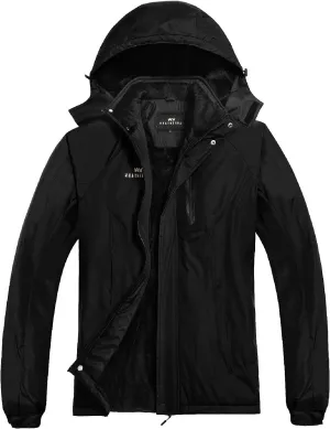 "Men's Waterproof Ski Jacket - Winter Warrior: Optimal Snow and Wind Protection, Hooded with Sleek Black Design"