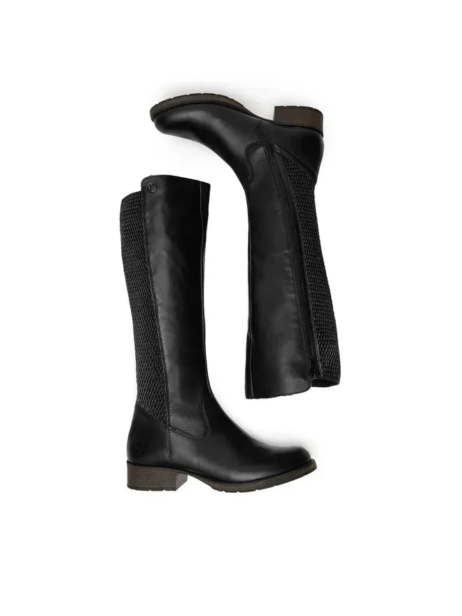 Rieker Z9591-00 Black Leather Knee High Long Boots