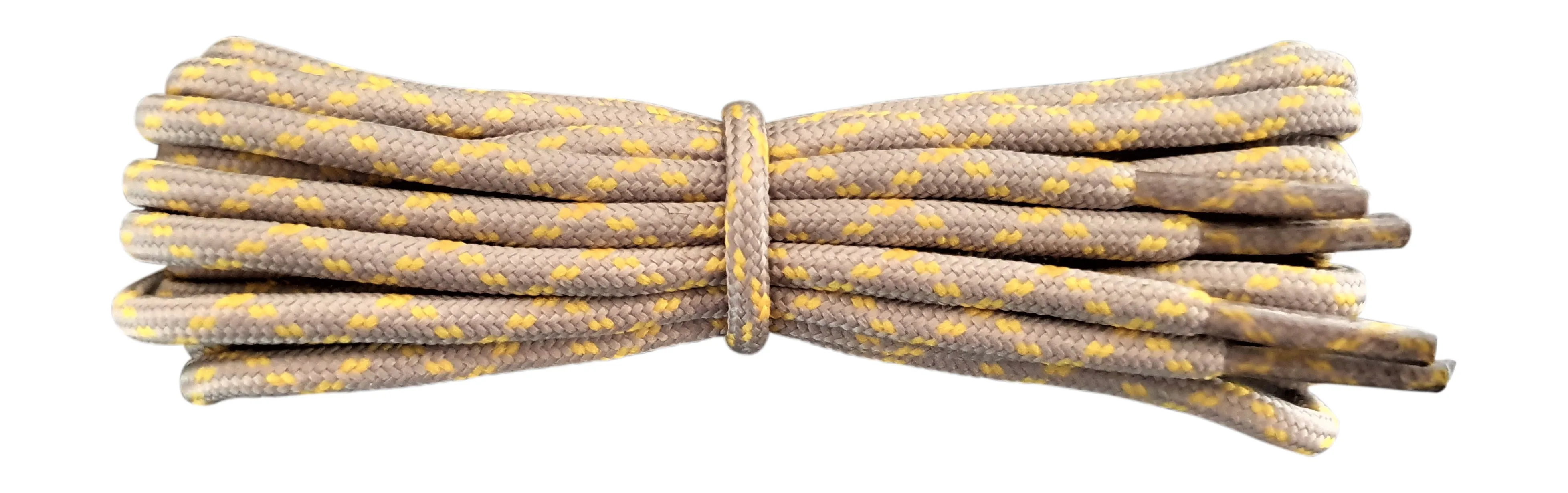 Round 3 mm Shoelaces Taupe with Yellow flecks for walking shoes or trainers