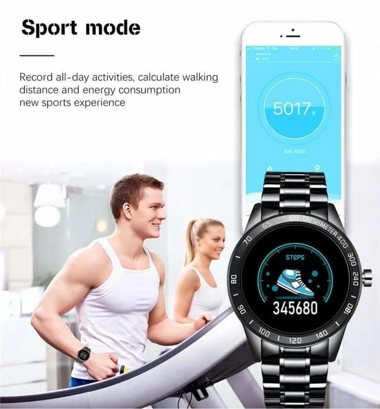 Smart Watch Heart Rate Blood Pressure Monitor Steel Band