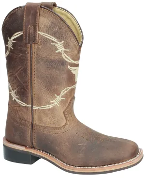 Smoky Mountain Childrens Boys Logan Waxed Brown Leather Cowboy Boots