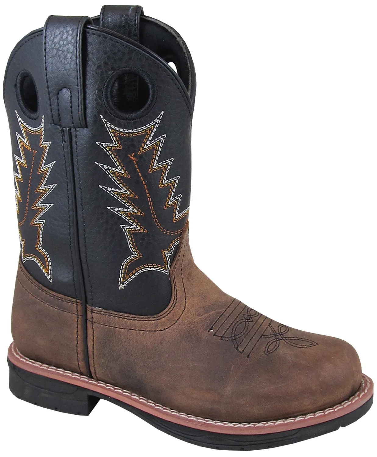 Smoky Mountain Youth Boys Buffalo Brown/Black Leather Cowboy Boots