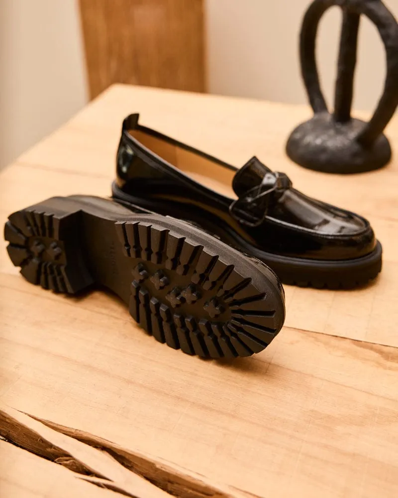 Spell Recycled Grain Patent Leather Vegan Loafers | Ink Black