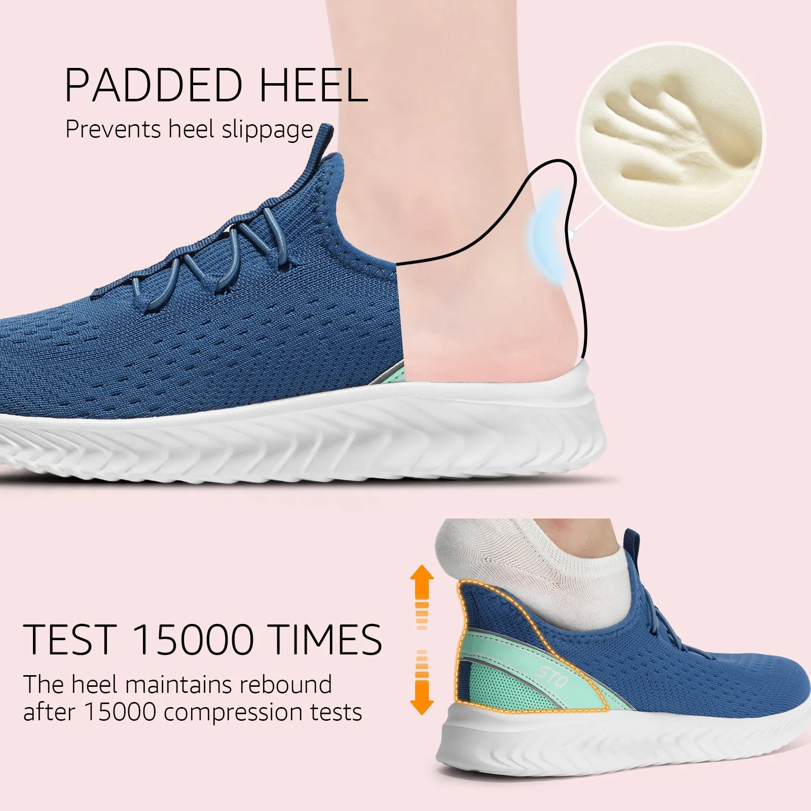 STQ Womens Orthopedic Walking Shoes Comfortable Slip on Sneakers for Plantar Fasciitis