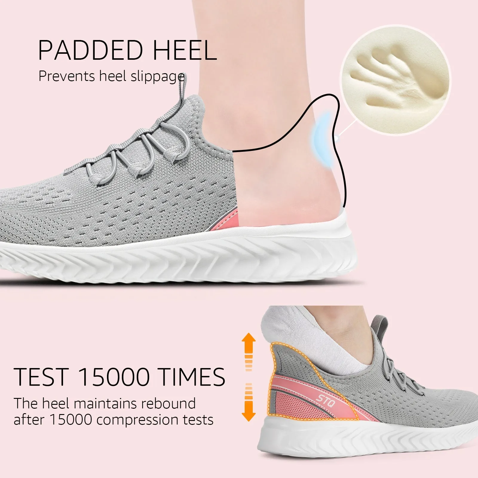 STQ Womens Orthopedic Walking Shoes Comfortable Slip on Sneakers for Plantar Fasciitis