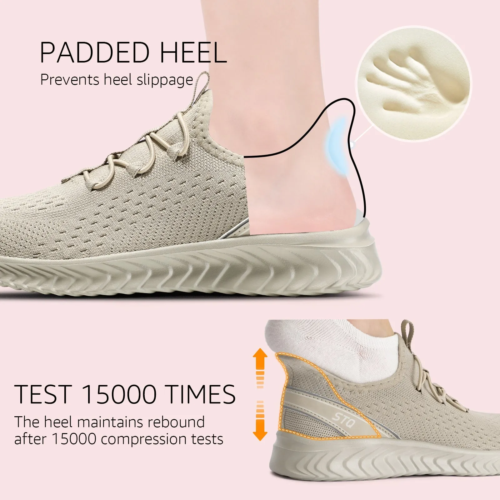 STQ Womens Orthopedic Walking Shoes Comfortable Slip on Sneakers for Plantar Fasciitis