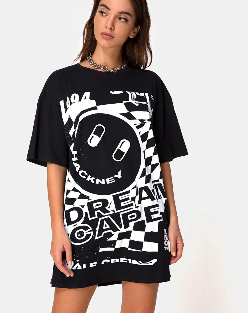 Sunny Kiss Tee in Black with White Dream Scape