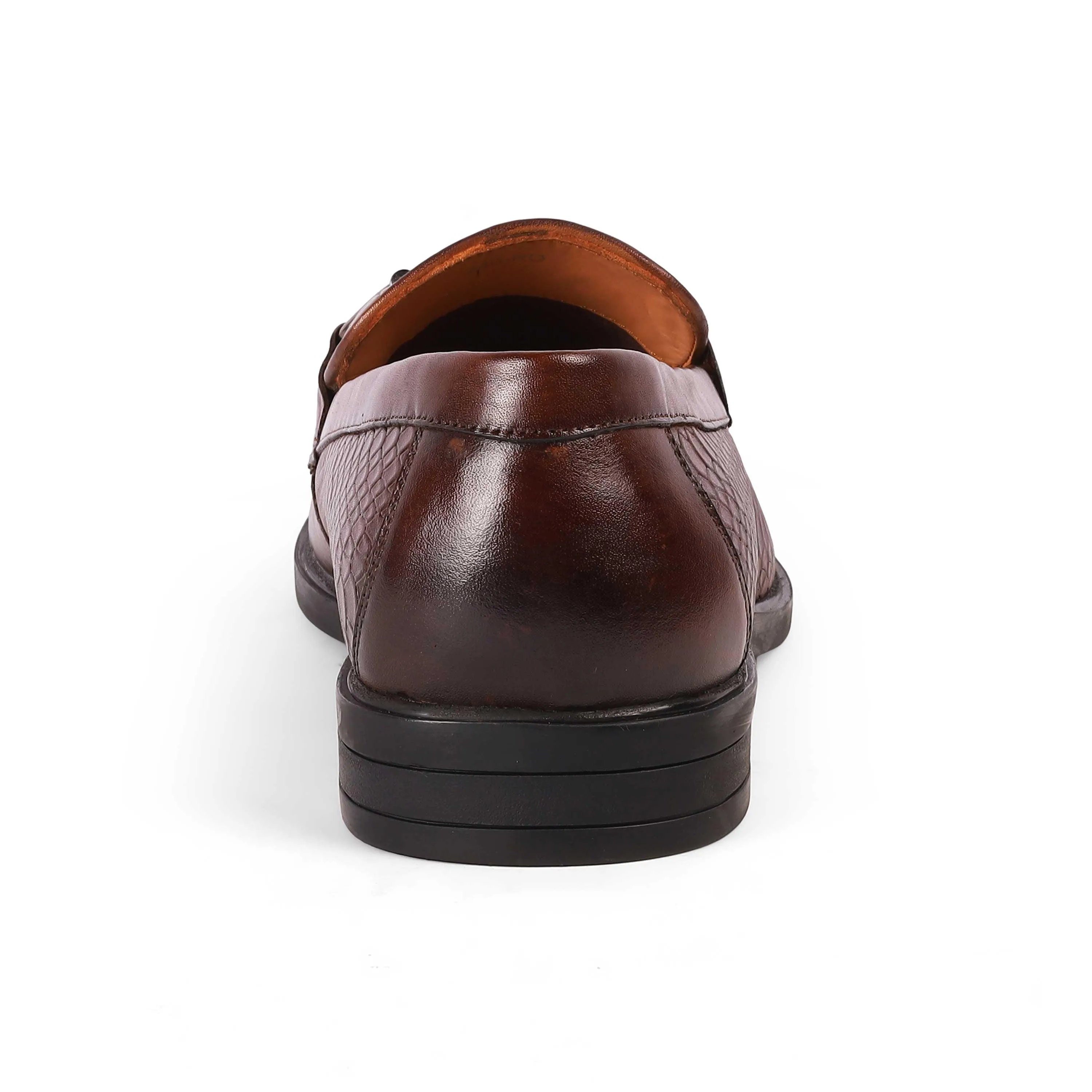 Tresmode Ro Brown Men's Textured Leather Loafers