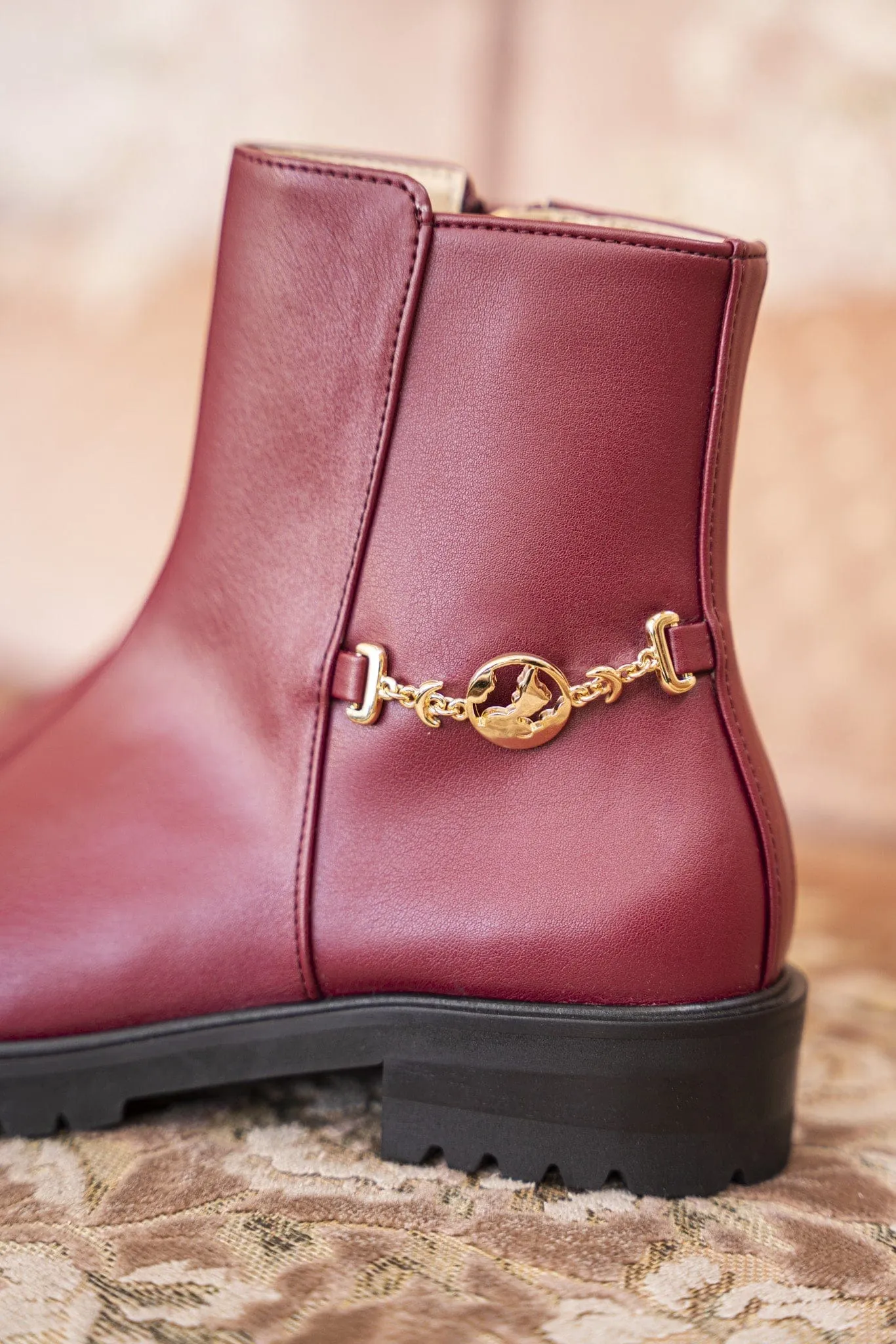 Victory Vegan Leather Ankle Boots | Burgundy