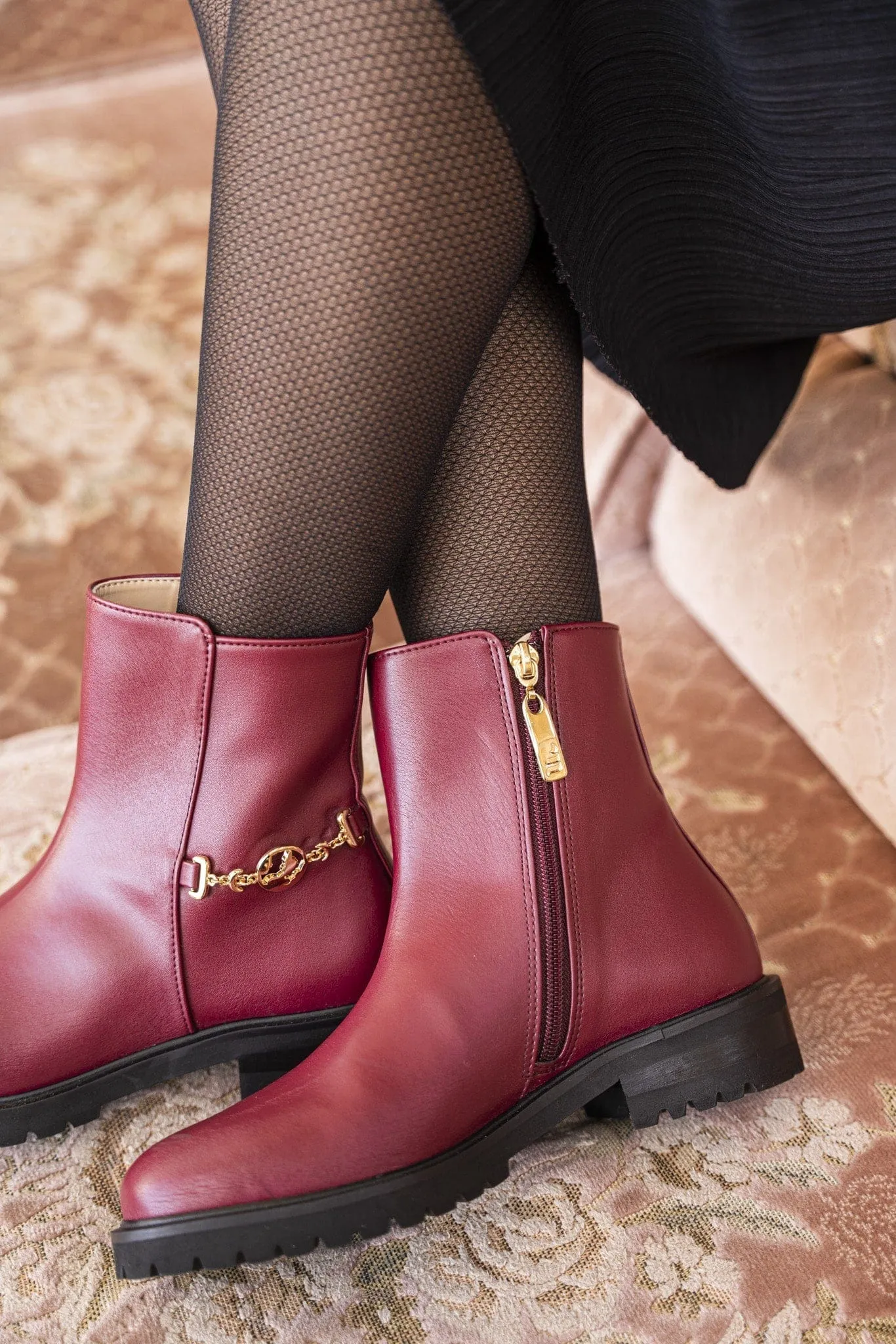 Victory Vegan Leather Ankle Boots | Burgundy