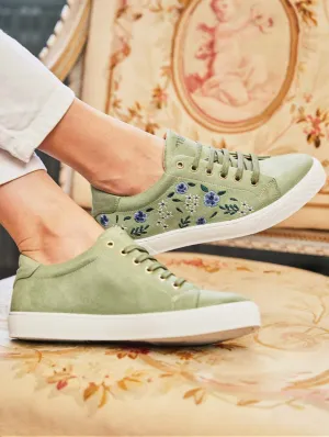 Virevolte Vegan Recycled Grain Suede Sneakers | Sage