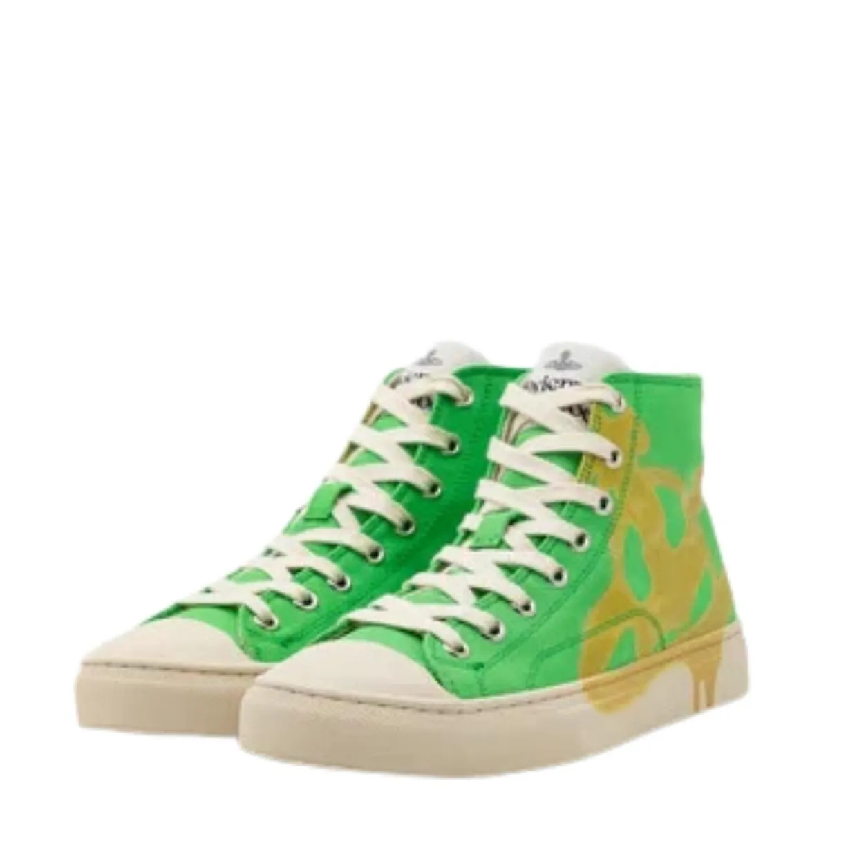 Vivienne Westwood Plimsoll Green/Yellow High Top Canvas Trainers