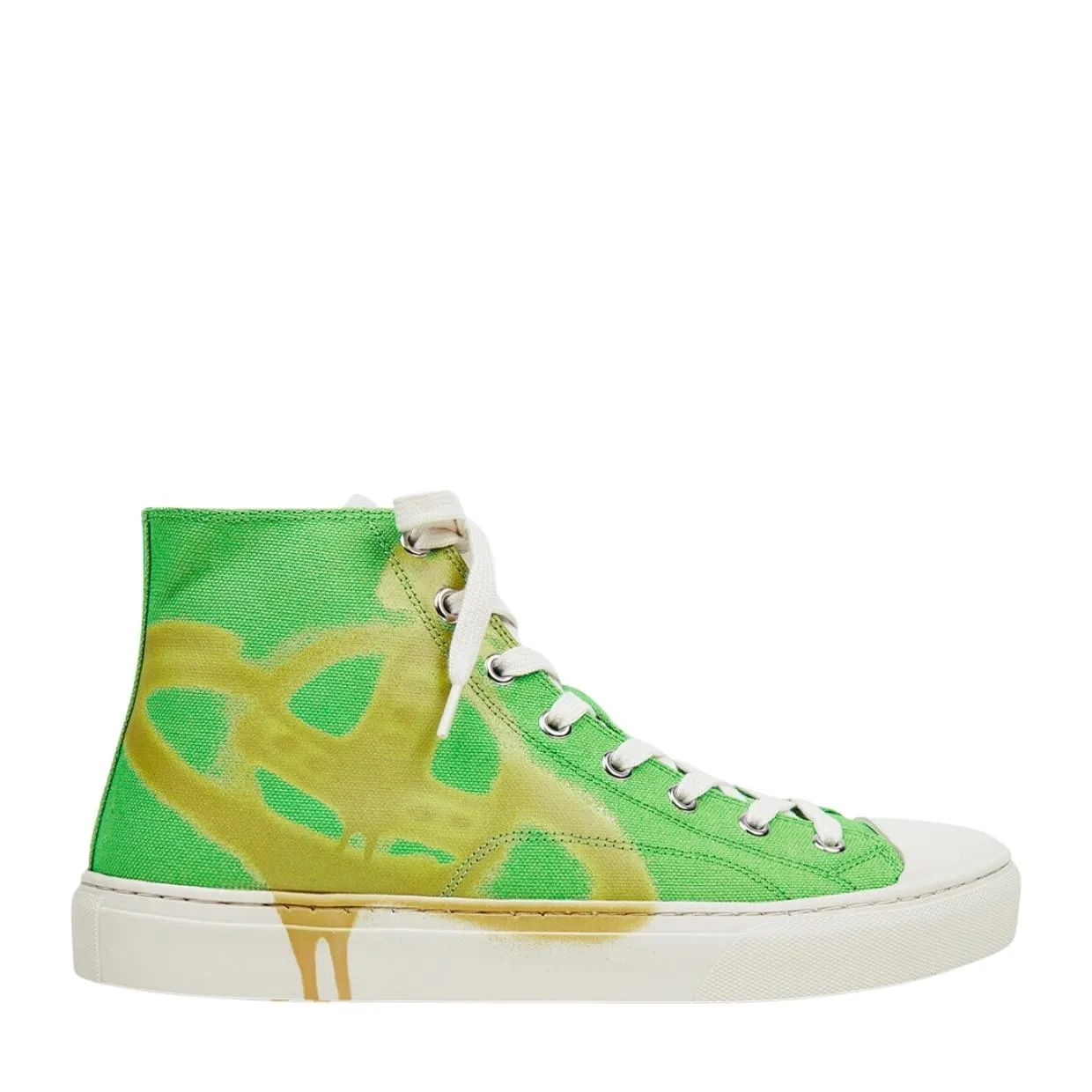 Vivienne Westwood Plimsoll Green/Yellow High Top Canvas Trainers