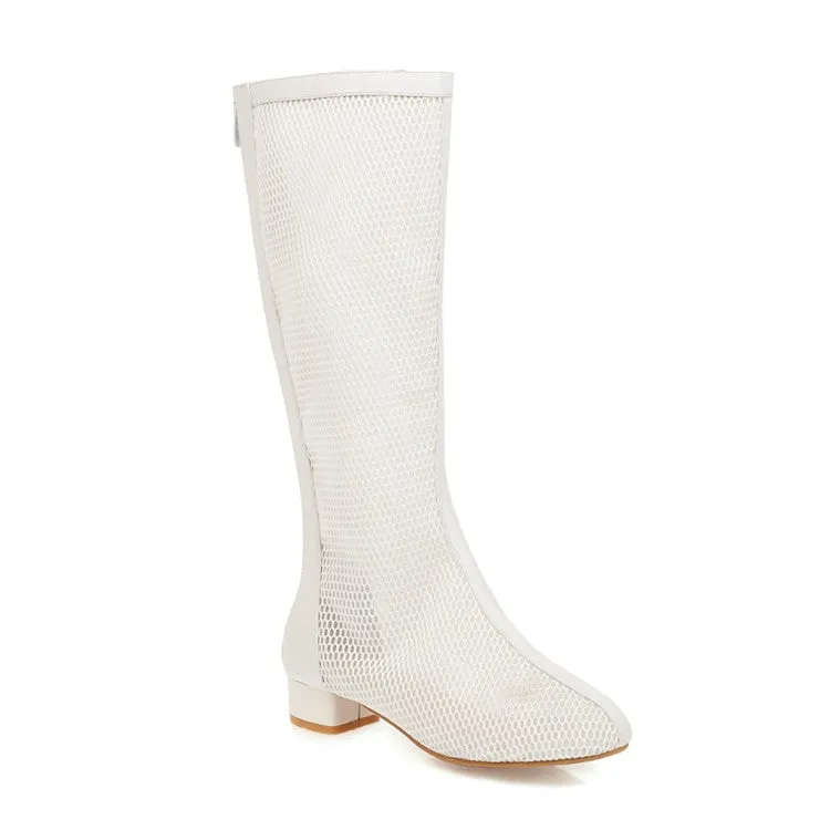 Womens' Heels Mesh Knee High Boots