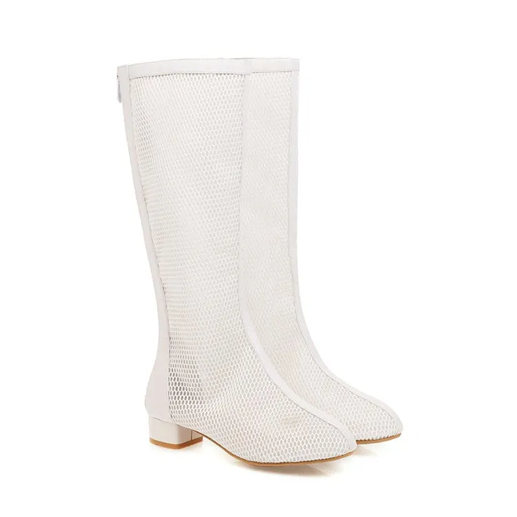 Womens' Heels Mesh Knee High Boots