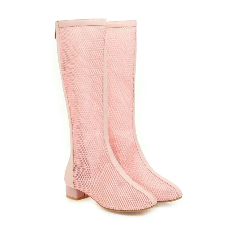 Womens' Heels Mesh Knee High Boots