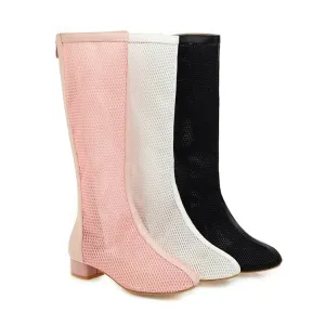 Womens' Heels Mesh Knee High Boots