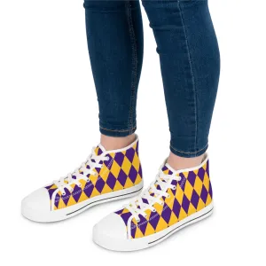 Women's High Top Sneakers - Purple/Gold Diamonds