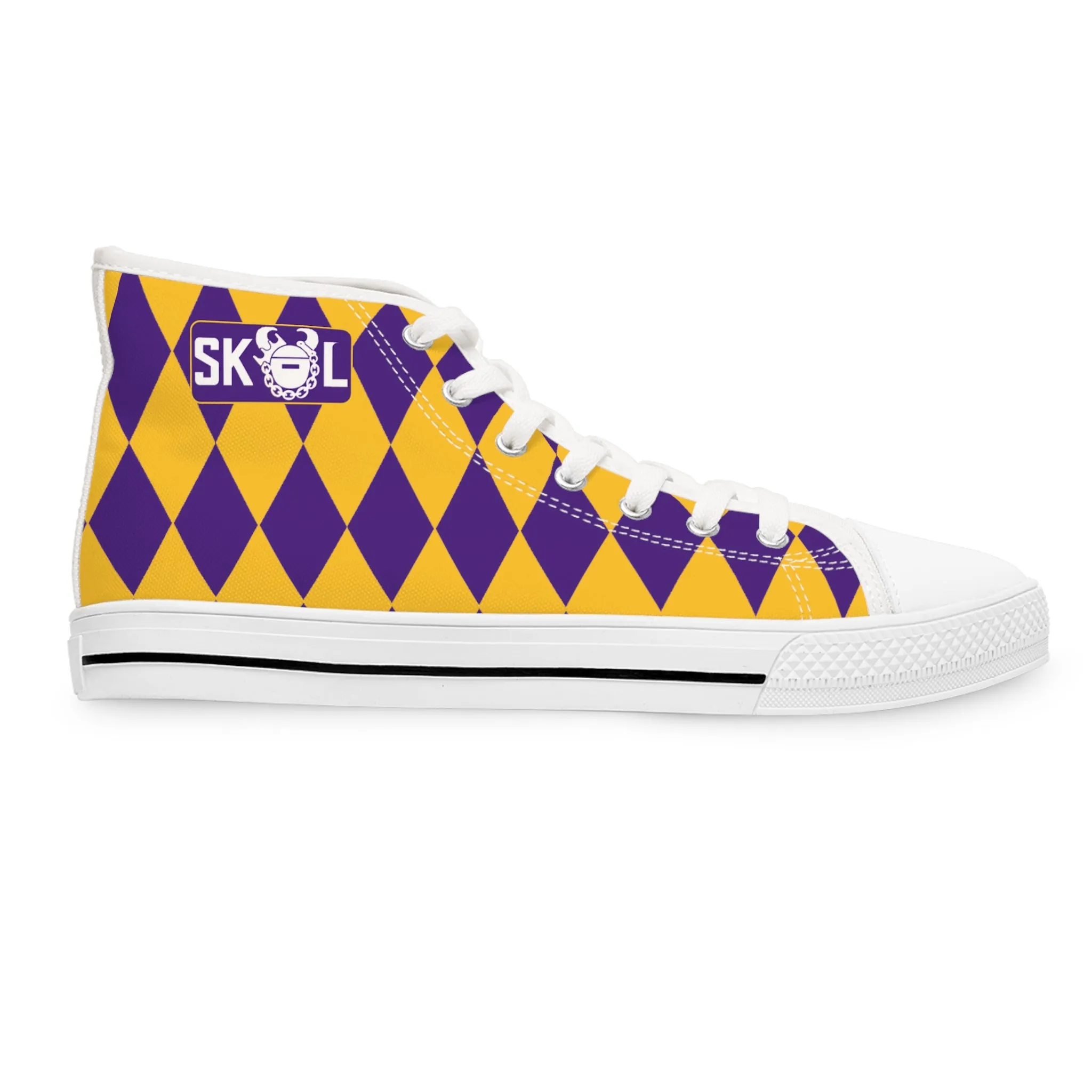 Women's High Top Sneakers - Purple/Gold Diamonds