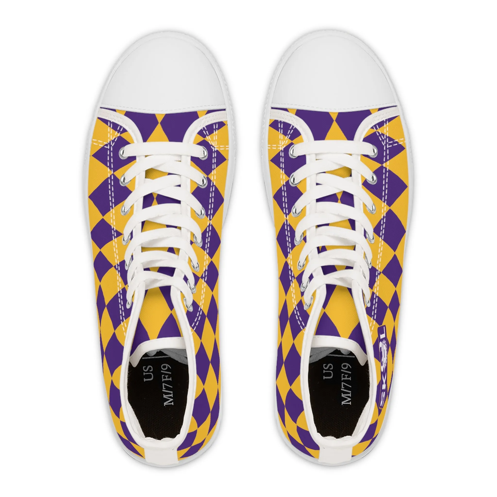 Women's High Top Sneakers - Purple/Gold Diamonds