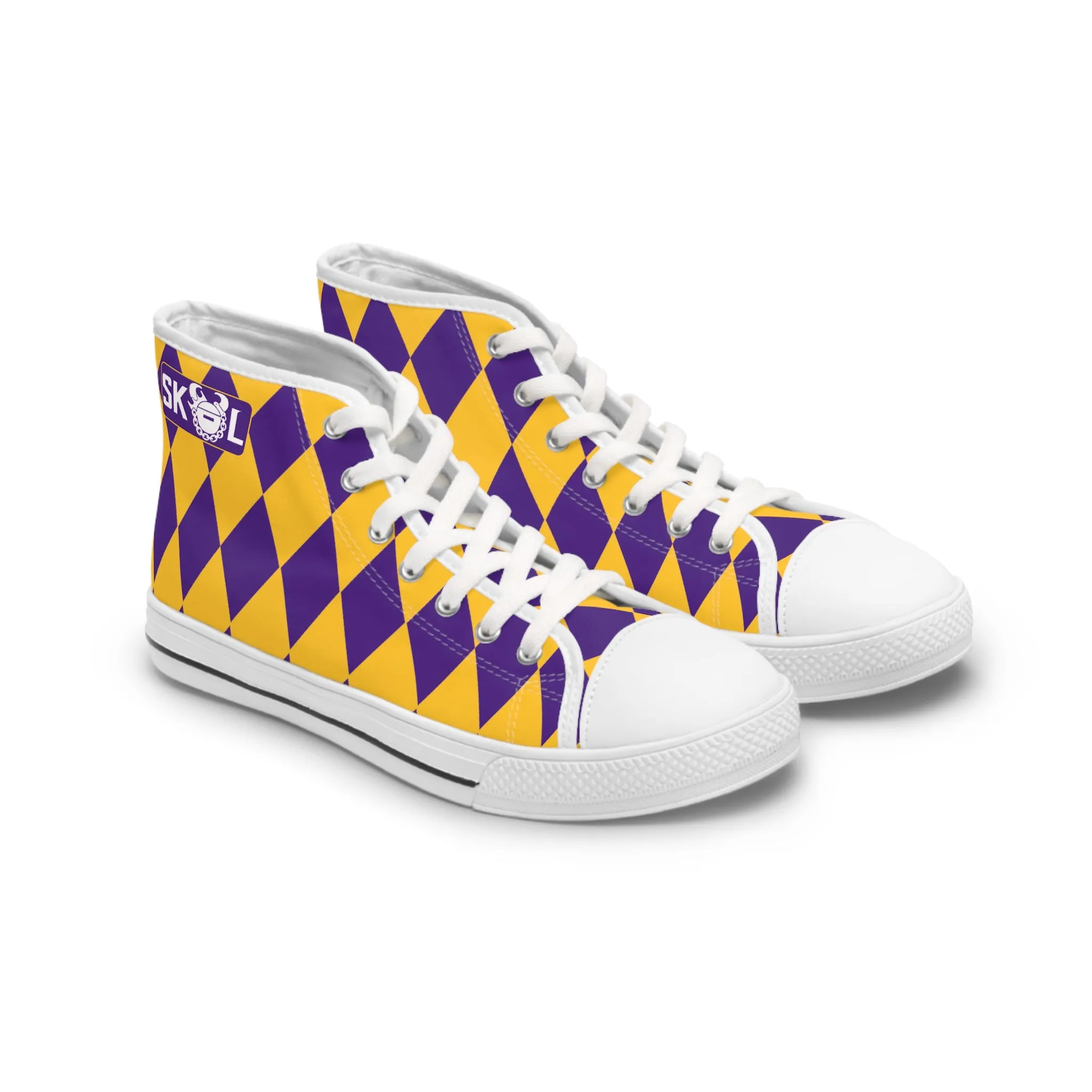 Women's High Top Sneakers - Purple/Gold Diamonds