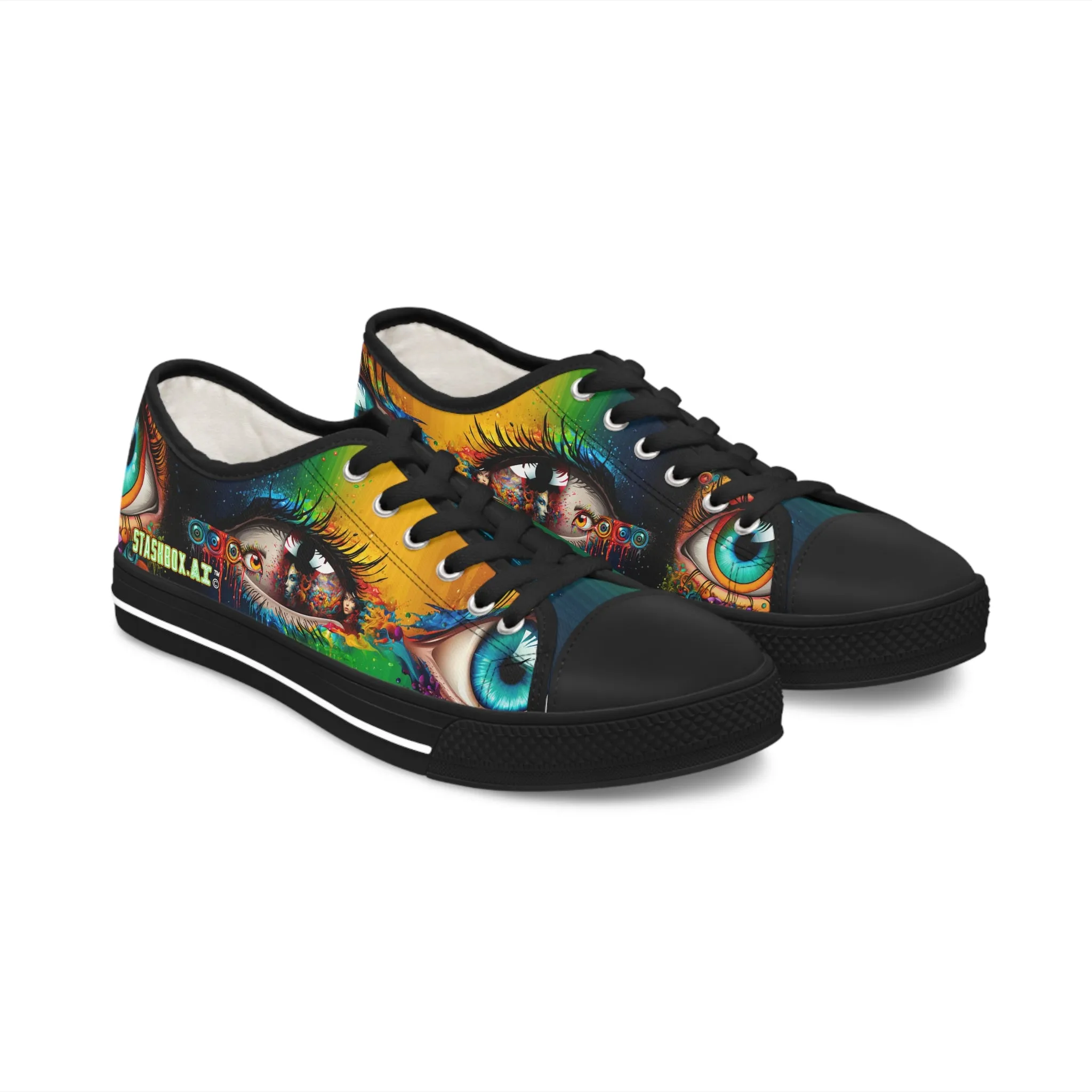 Women's Low Top Sneakers Psychedelic Vibrant Eyes 004