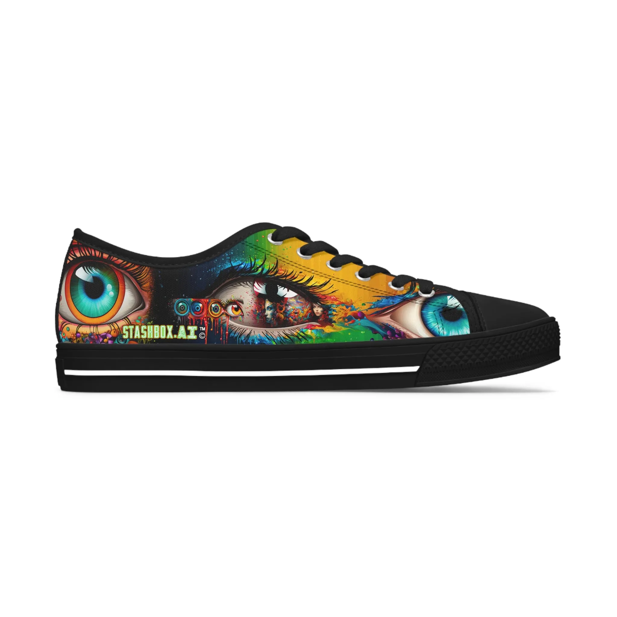 Women's Low Top Sneakers Psychedelic Vibrant Eyes 004