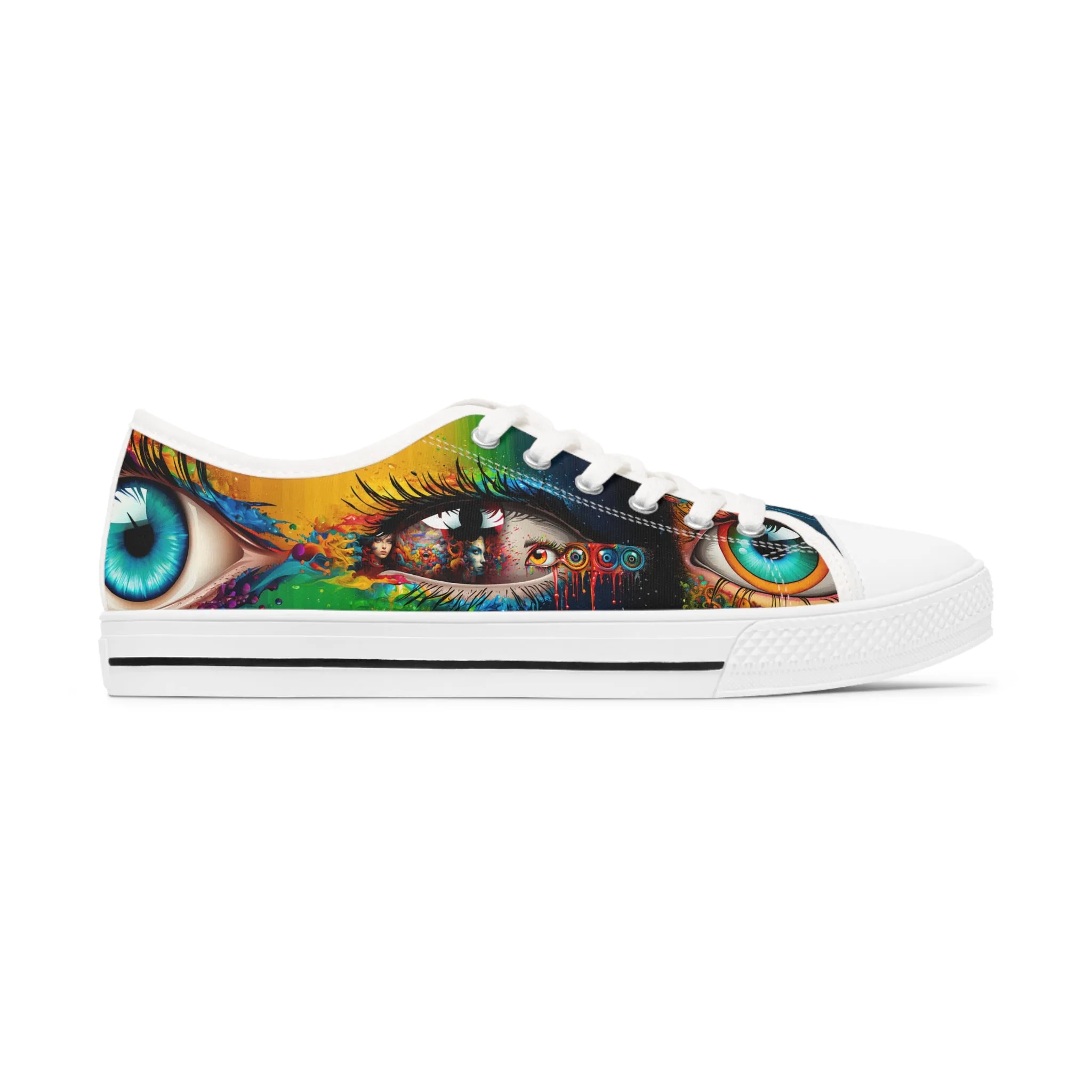 Women's Low Top Sneakers Psychedelic Vibrant Eyes 004