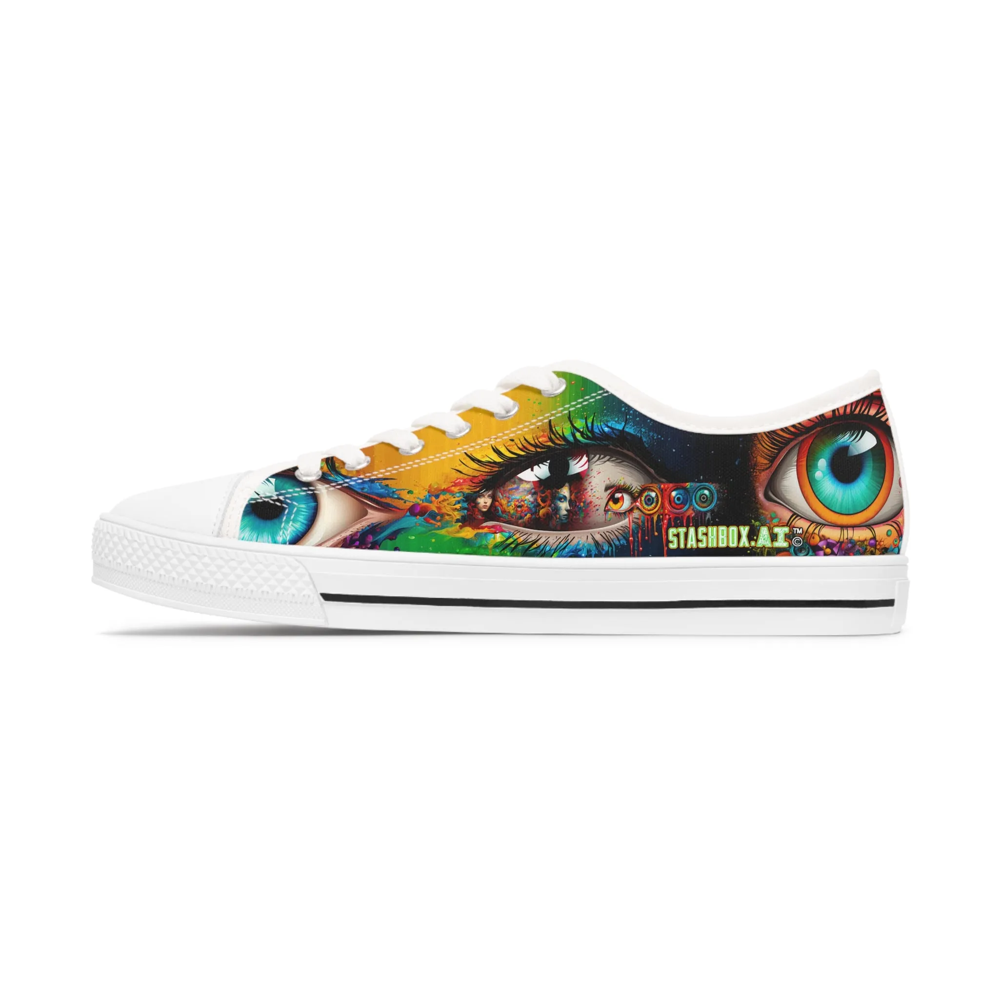 Women's Low Top Sneakers Psychedelic Vibrant Eyes 004